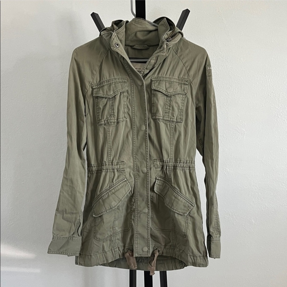 Abercrombie & Fitch Olive Utility Jacket with Hood